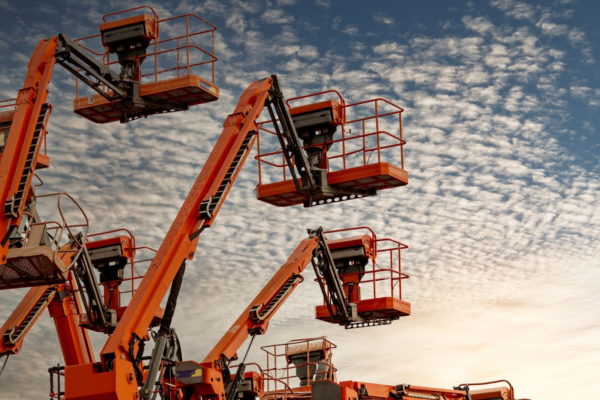 Cranes on worksites.