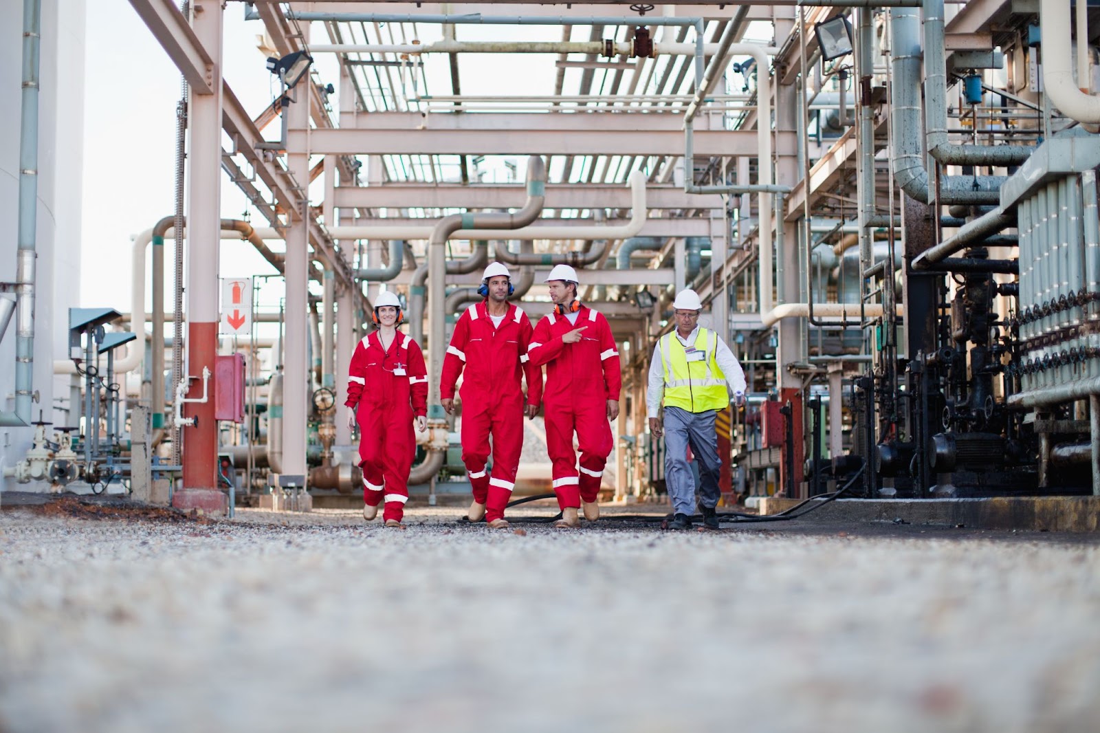 Workers on an industrial site.